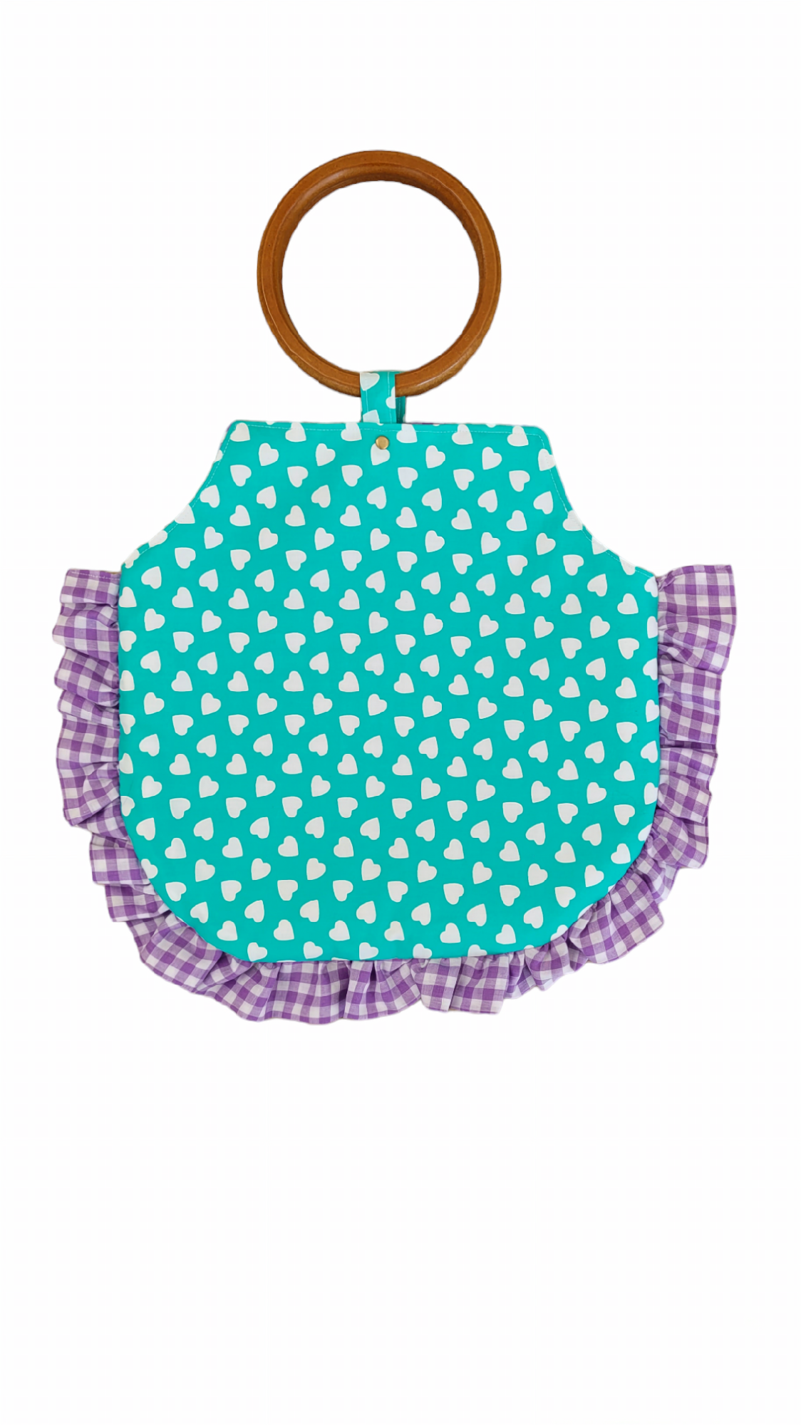 Purple Gingham and Mint Heart Summer Bag